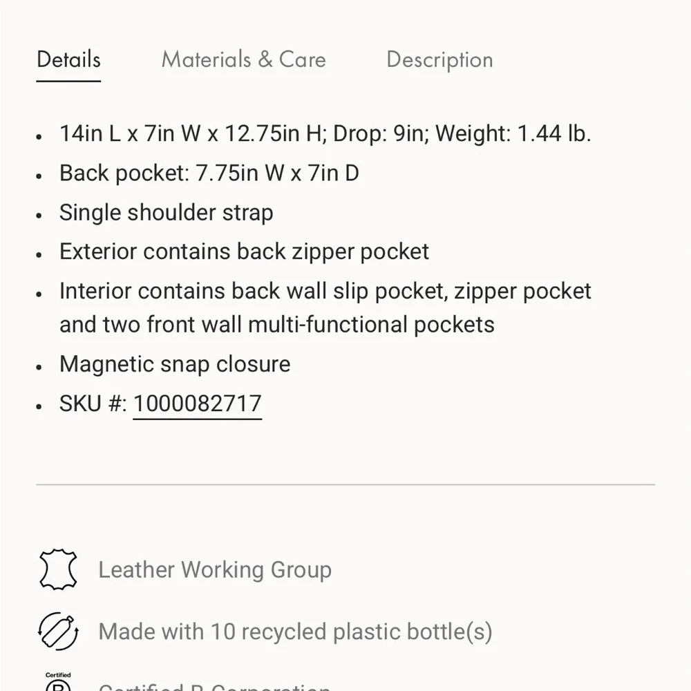 Le Sac  Rose Leather Shoulder Bag- Tote - Picture 6 of 7